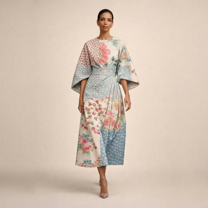CLEMENTINE | Midi floral avec taille sculptée et élégance aérienne