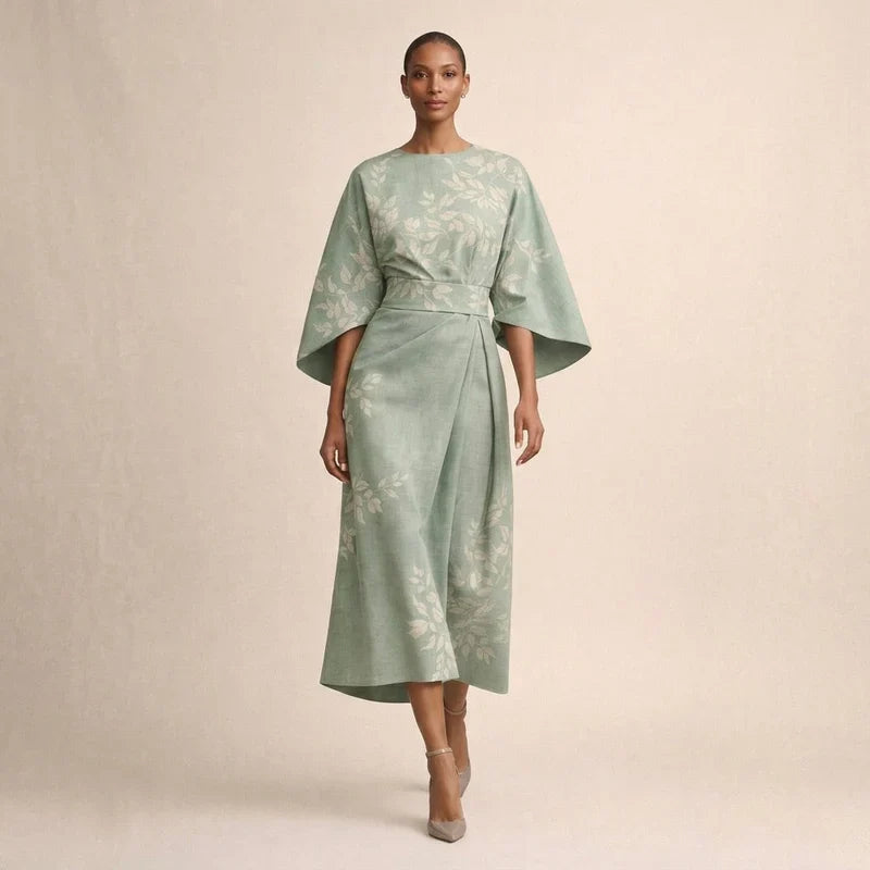 CLEMENTINE | Midi floral avec taille sculptée et élégance aérienne