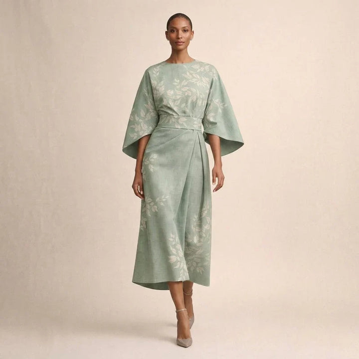 CLEMENTINE | Midi floral avec taille sculptée et élégance aérienne