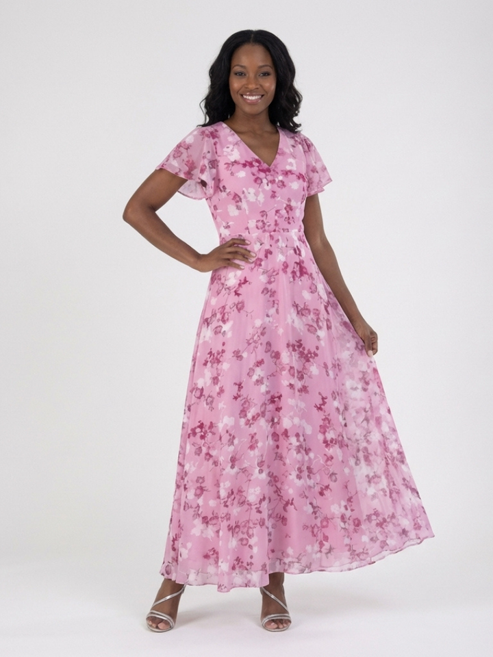 DELACROIX | Ismeria Floral Chiffon Maxi Dress