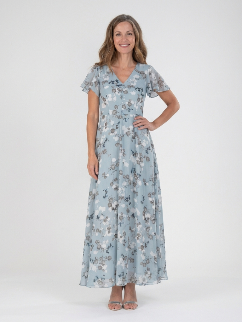 DELACROIX | Ismeria Floral Chiffon Maxi Dress