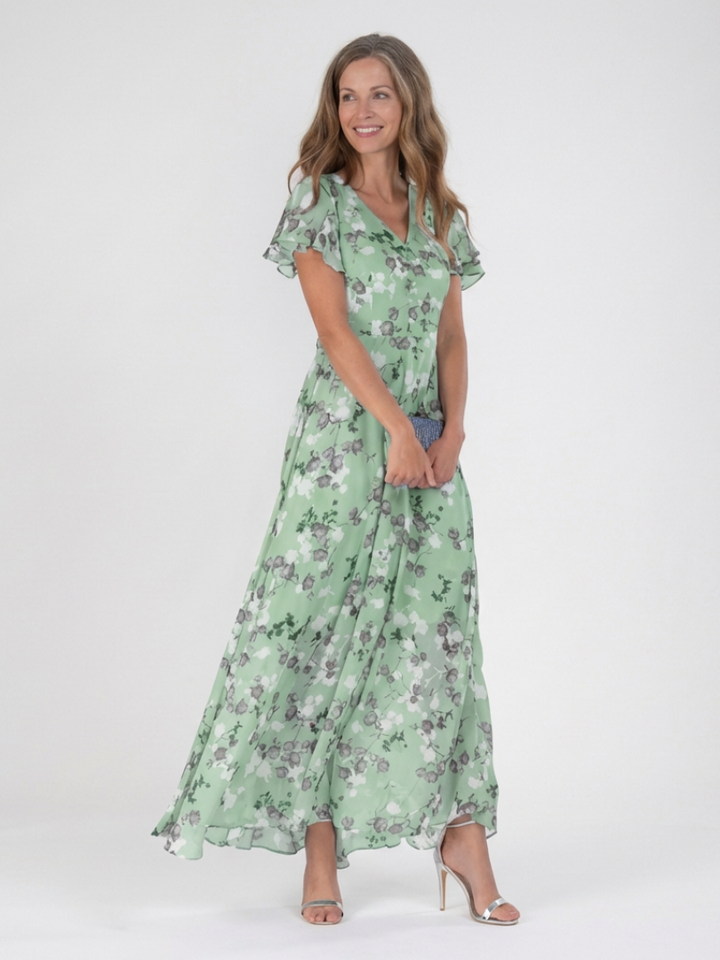DELACROIX | Ismeria Floral Chiffon Maxi Dress