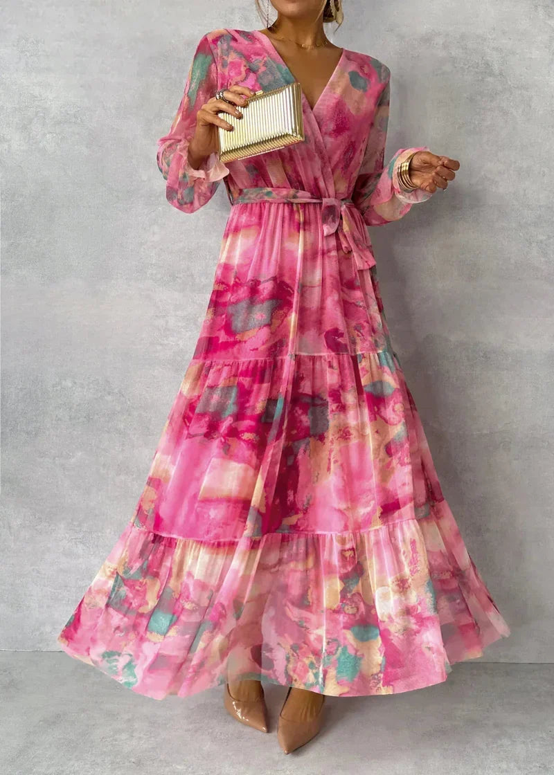 ZOEY | Robe Fleurie Vibrante avec Silhouette Étagée Flatteuse