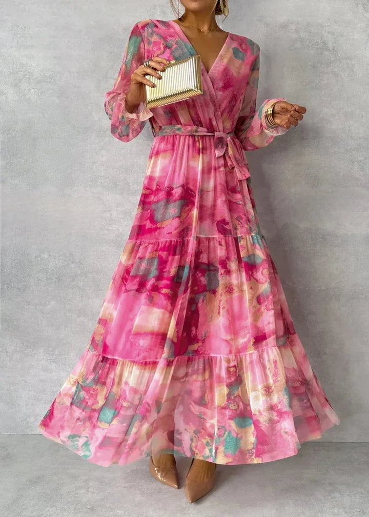 ZOEY | Robe Fleurie Vibrante avec Silhouette Étagée Flatteuse