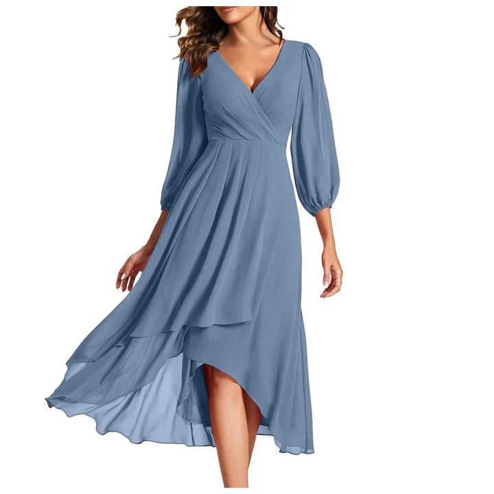 VITTORIA | Robe Élégante avec Ourlet Asymétrique et Manches Fluides Look Raffiné pour Toutes les Occasions