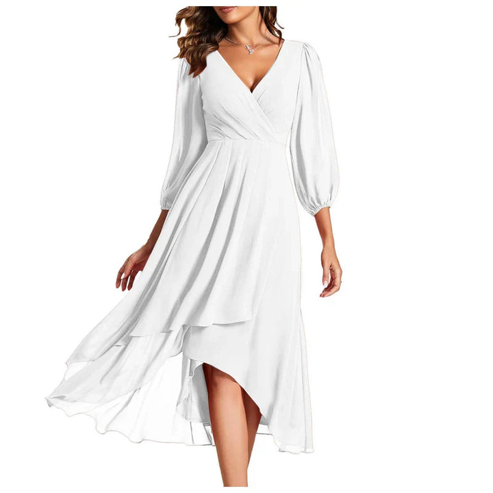 VITTORIA | Robe Élégante avec Ourlet Asymétrique et Manches Fluides Look Raffiné pour Toutes les Occasions