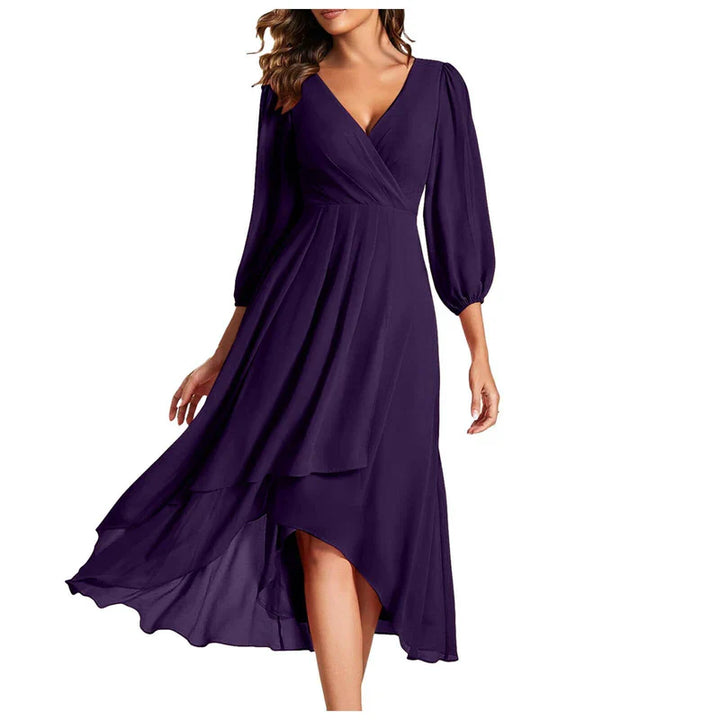 VITTORIA | Robe Élégante avec Ourlet Asymétrique et Manches Fluides Look Raffiné pour Toutes les Occasions