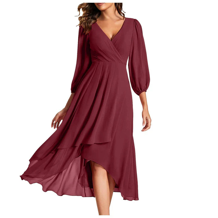 VITTORIA | Robe Élégante avec Ourlet Asymétrique et Manches Fluides Look Raffiné pour Toutes les Occasions