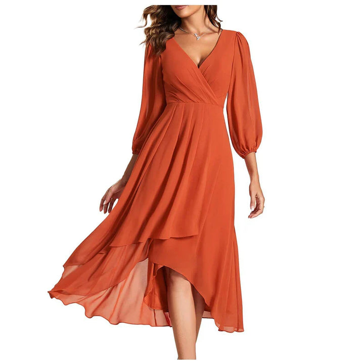VITTORIA | Robe Élégante avec Ourlet Asymétrique et Manches Fluides Look Raffiné pour Toutes les Occasions