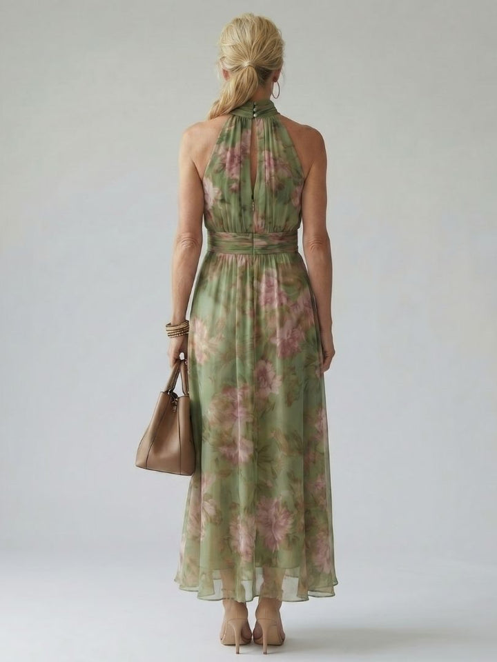 DELACROIX | Robe Midi Halter Froncée Mirelle