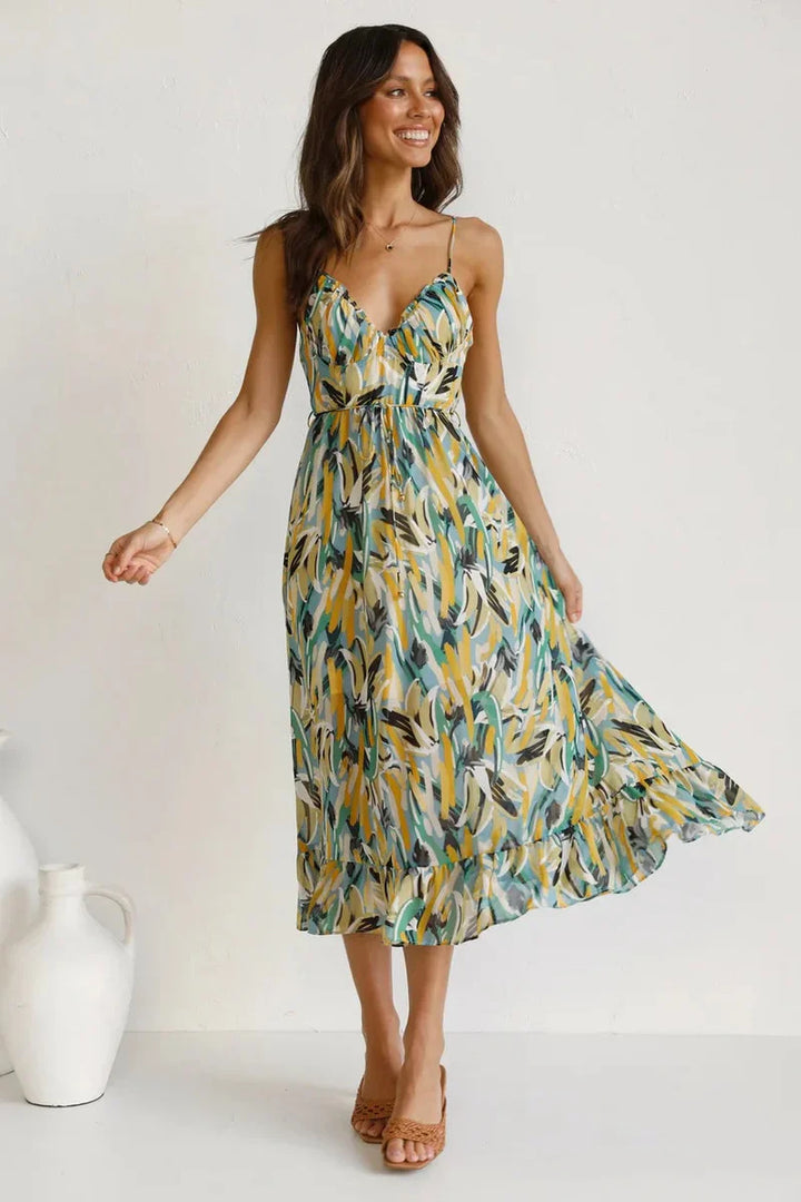 GABRIELLA | Robe d'été imprimée avec confort frais et style ensoleillé