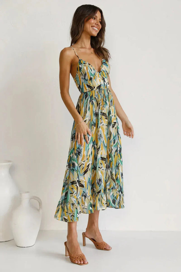 GABRIELLA | Robe d'été imprimée avec confort frais et style ensoleillé