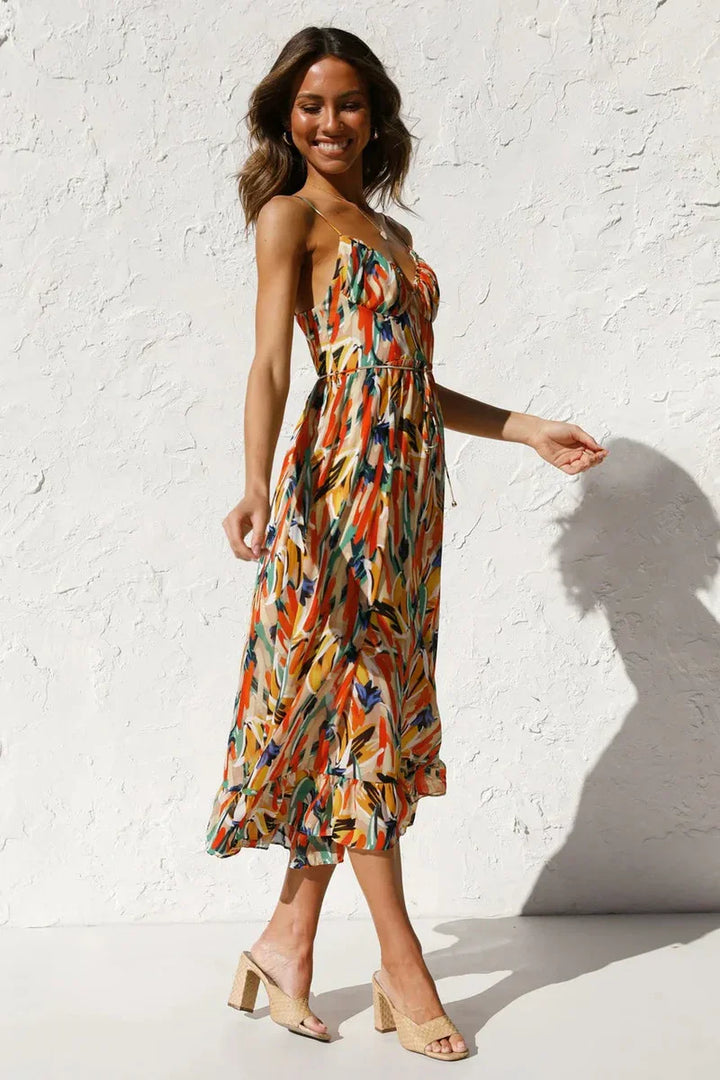 GABRIELLA | Robe d'été imprimée avec confort frais et style ensoleillé