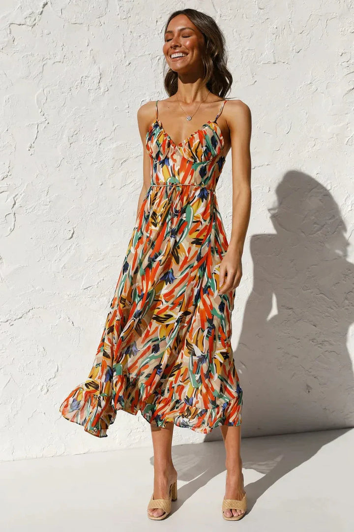 GABRIELLA | Robe d'été imprimée avec confort frais et style ensoleillé