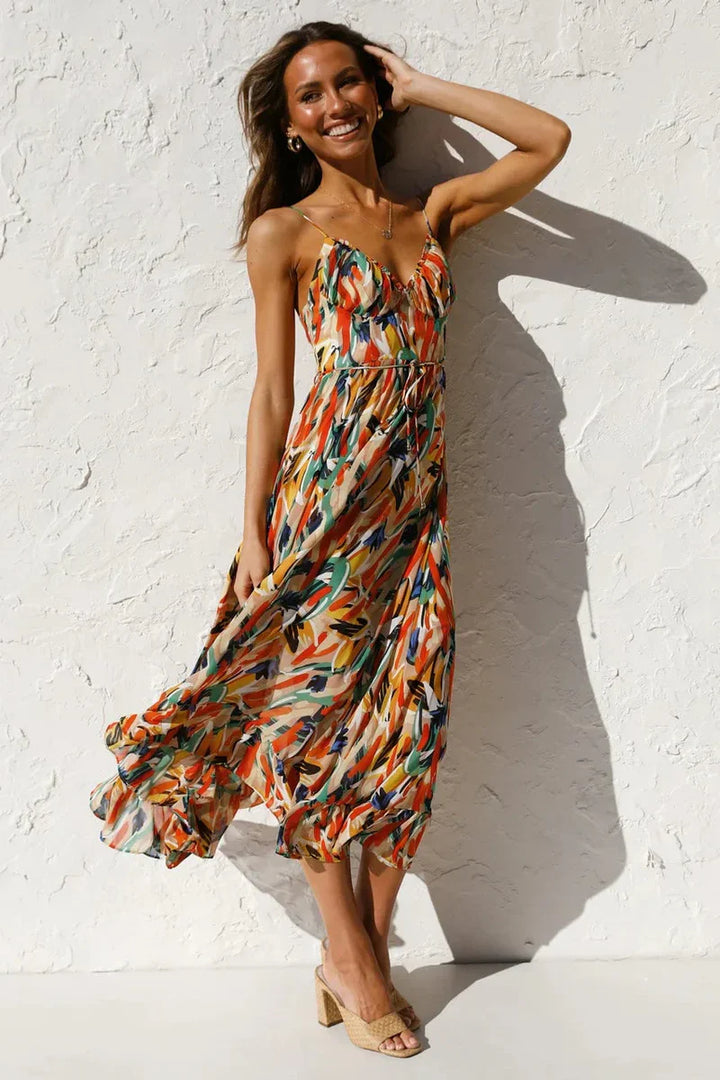 GABRIELLA | Robe d'été imprimée avec confort frais et style ensoleillé