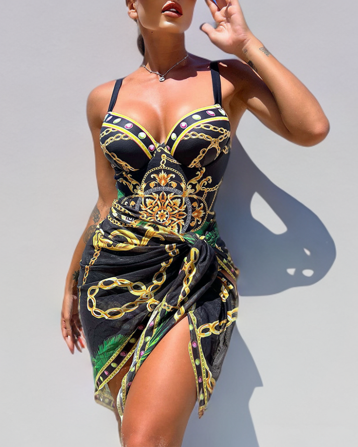 Faye - Ensemble de Maillot de Bain Imprimé Classique