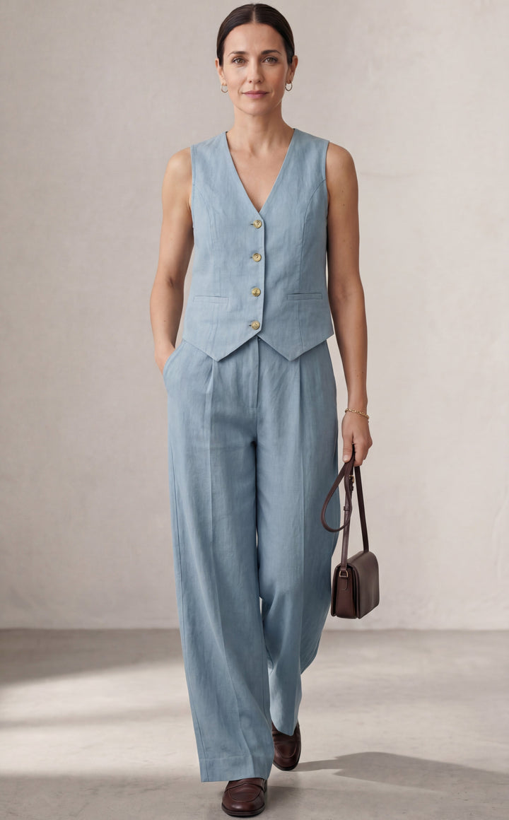 Aira – Ensemble élégant en deux pièces avec gilet et pantalons larges