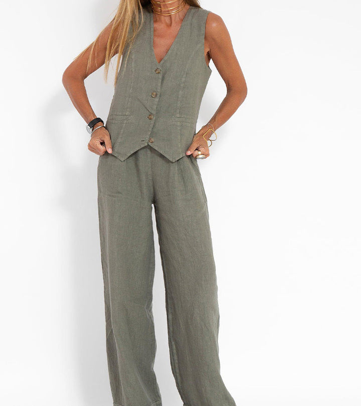 Aira – Ensemble élégant en deux pièces avec gilet et pantalons larges