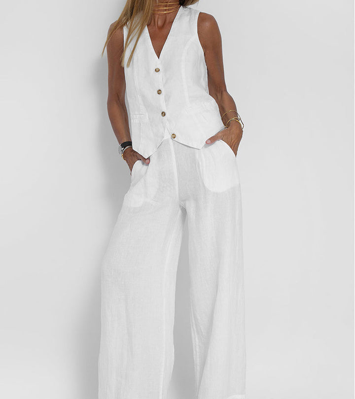 Aira – Ensemble élégant en deux pièces avec gilet et pantalons larges