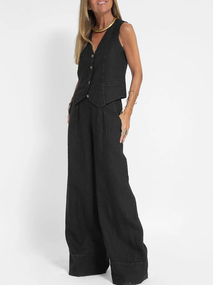 Aira – Ensemble élégant en deux pièces avec gilet et pantalons larges