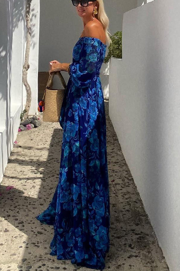 Luna™ | Robe Maxi Imprimée Fleurie à Manches Décolletées