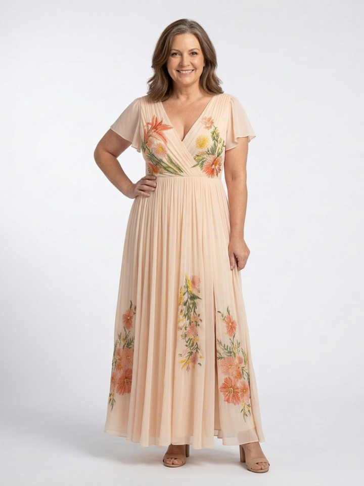 DELACROIX | Calista Pleated Floral Maxi Dress