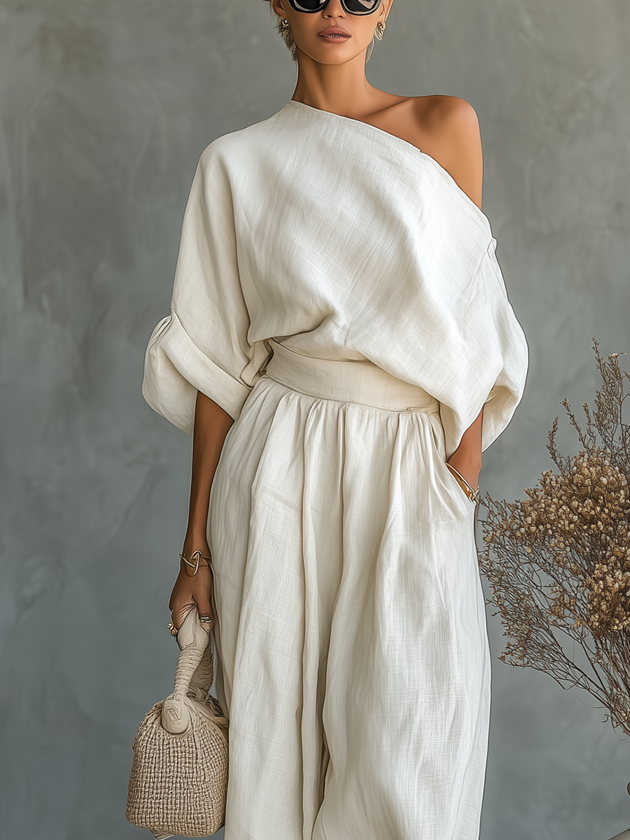 Costume en Lin Blanc Cassé