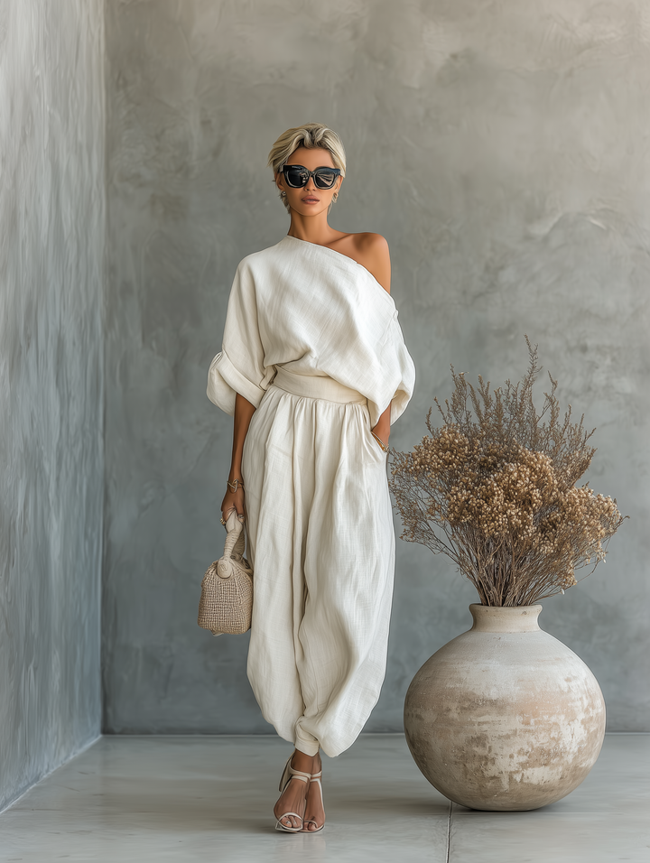 Costume en Lin Blanc Cassé