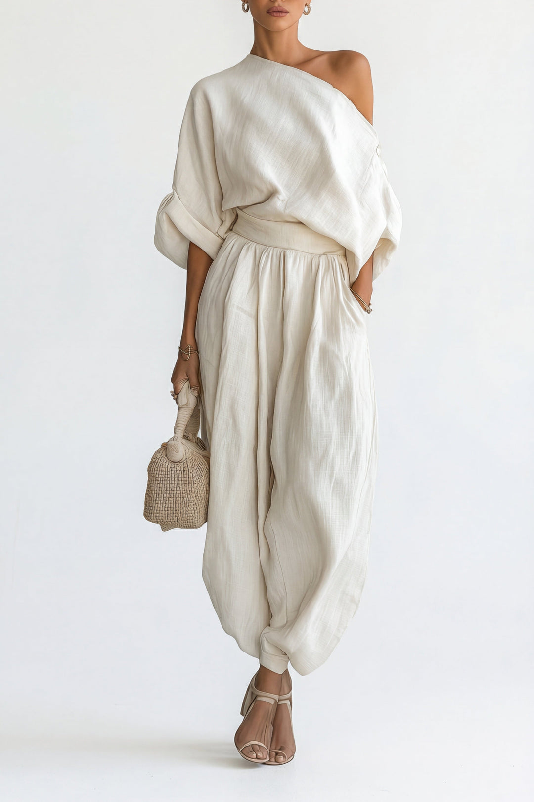 Costume en Lin Blanc Cassé
