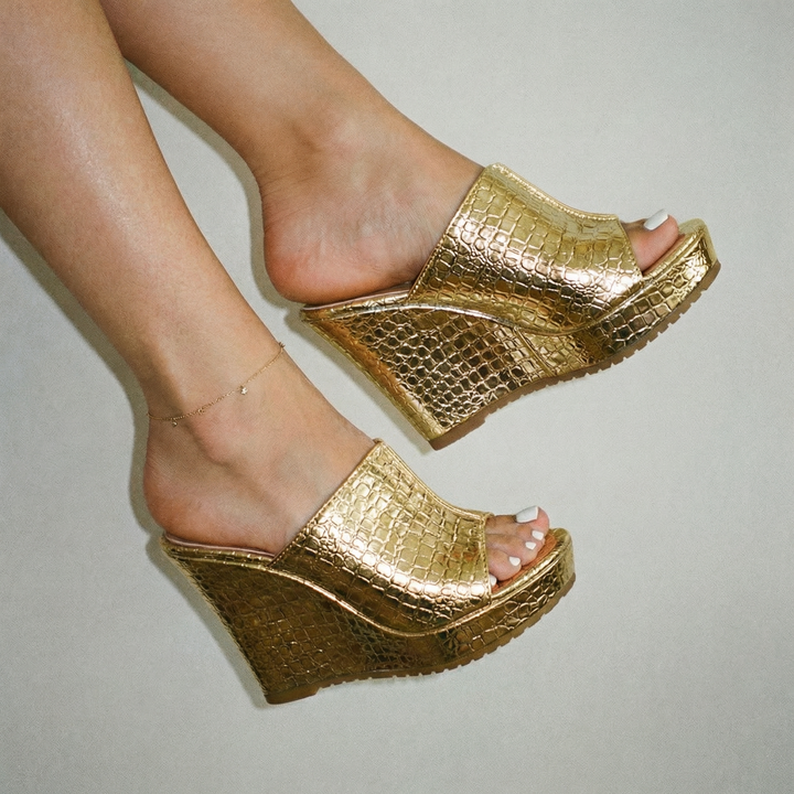 Elara | Sandales compensées Luxe Shine