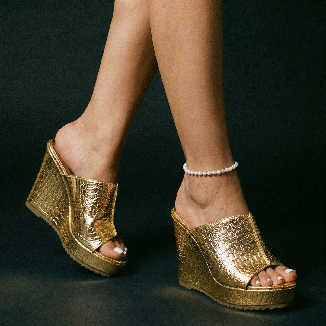 Elara | Sandales compensées Luxe Shine