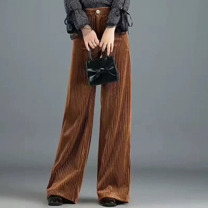DELACROIX | PANTALON EN VELOURS TRICOTÉ TAILLE HAUTE POUR FEMME